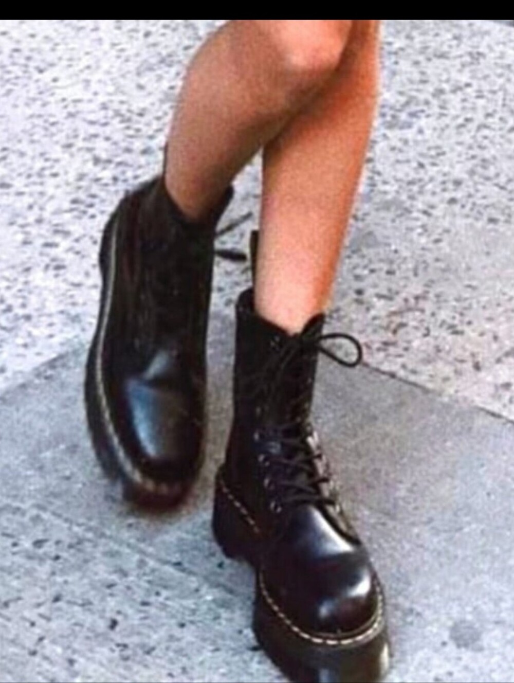 SODA Black Platform Light-weight Faux Leather Lace-Up Boots - Sz. 10